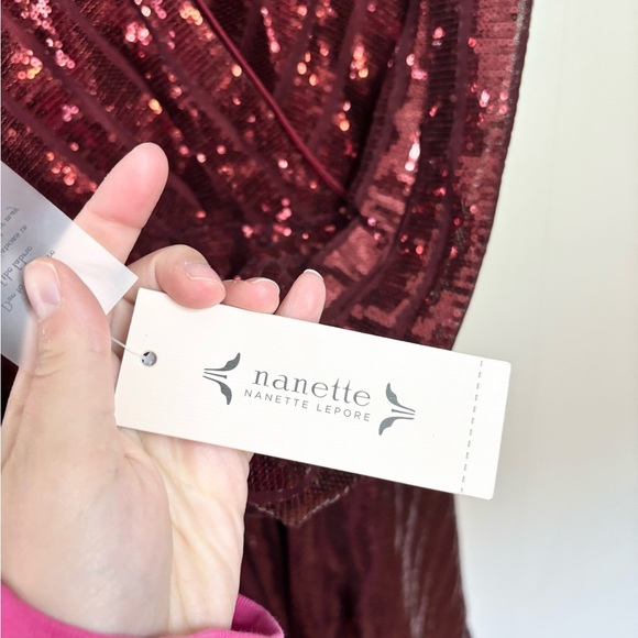 Nanette Lapore red long sleeve sequins holiday mini dress size 2 new - Picture 6 of 6